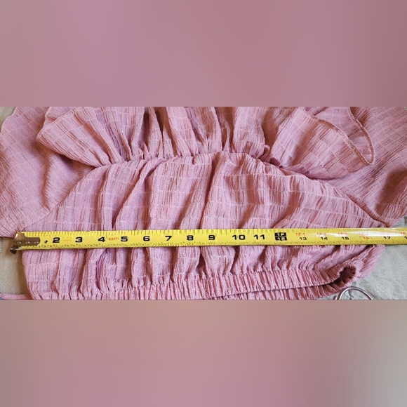 Women’s Summer Pink  Pants And Crop Top Set Small Ruffles High Rise Pants F40 - Picture 5 of 11